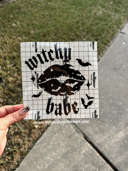 Witchy Babe with Lips and Bats Vinyl Decal