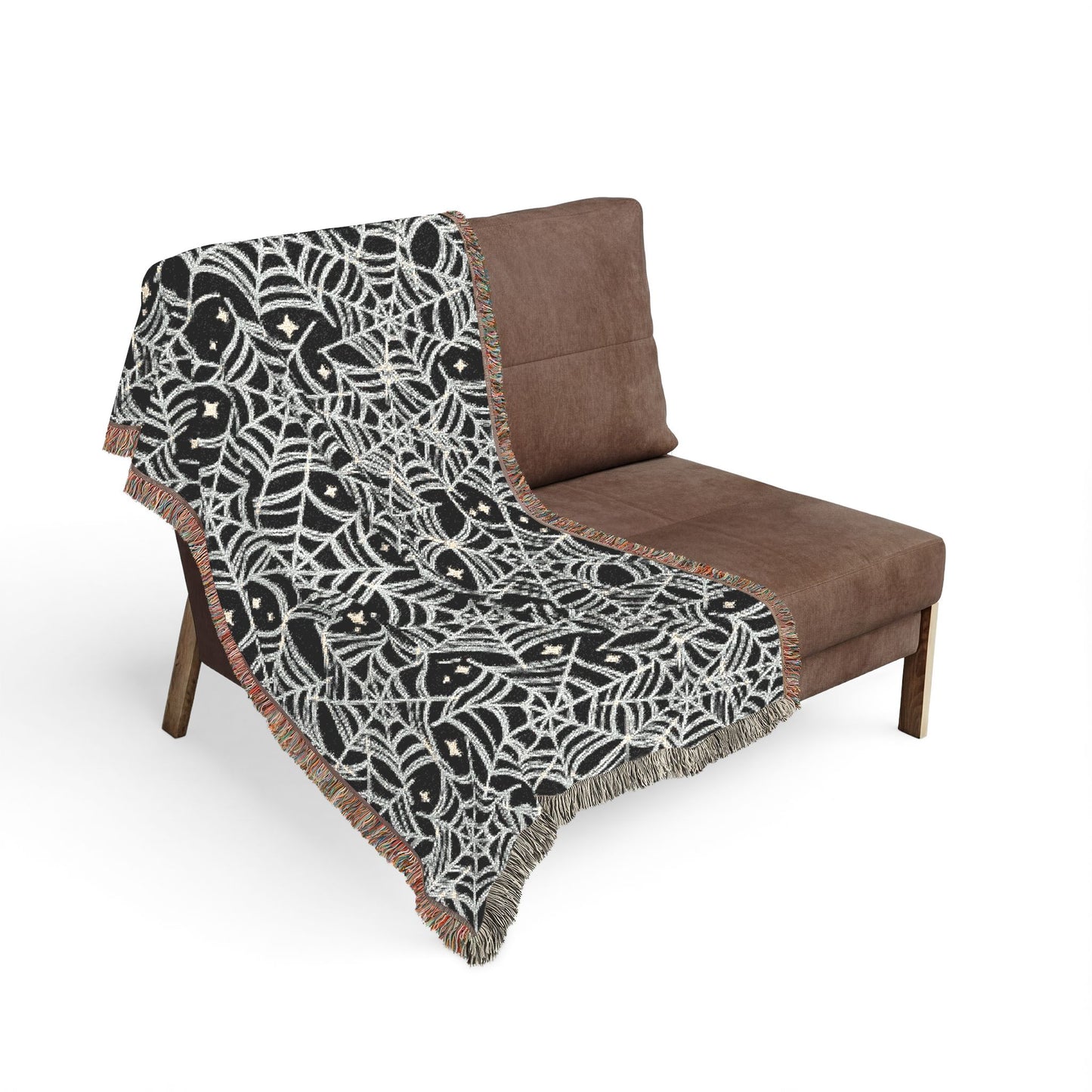 Spiderweb Pattern Woven Blanket — Gothic Halloween Throw