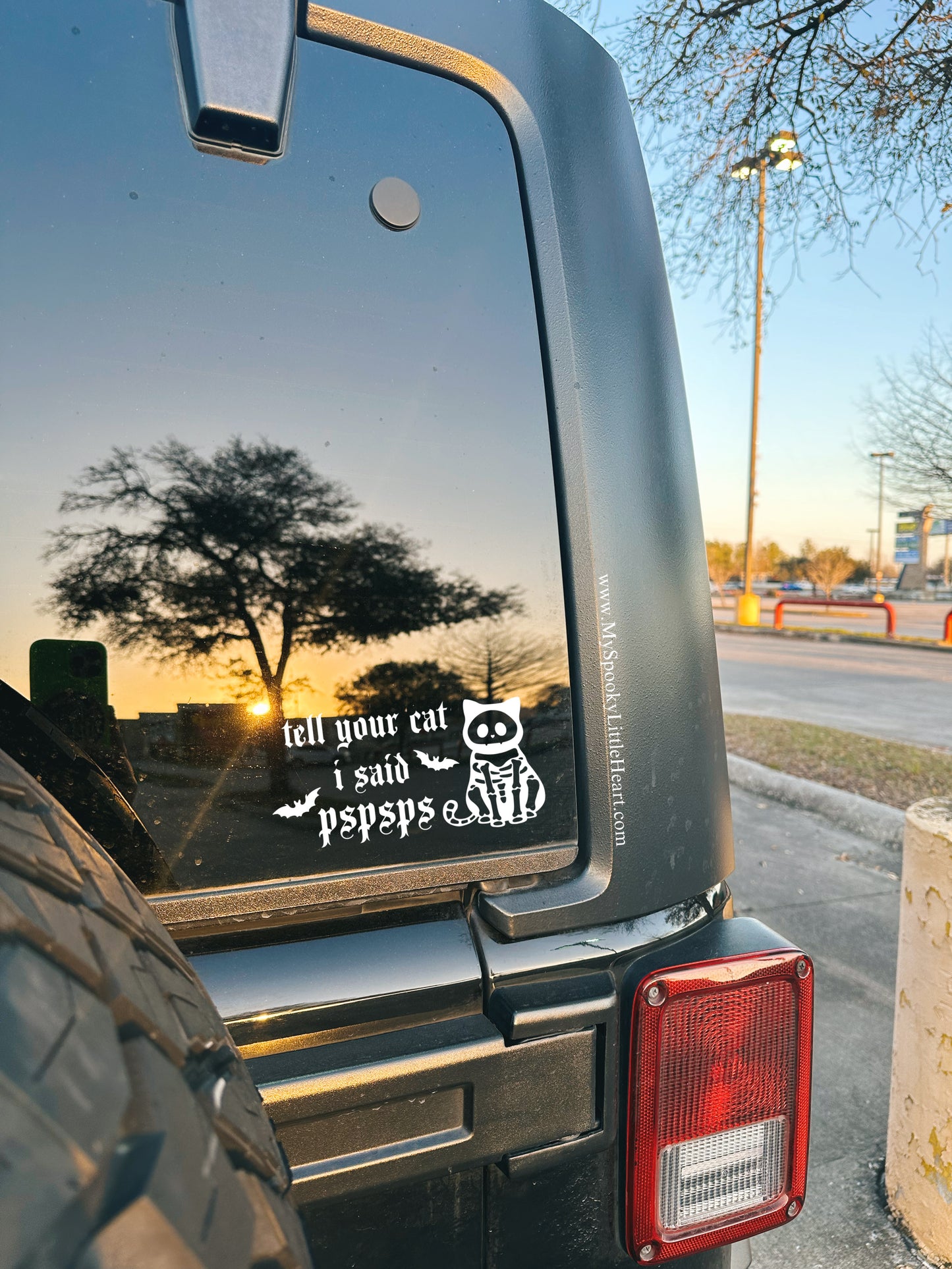 Tell your cat I said pspsps skeleton Cat with Bats Vinyl Decal