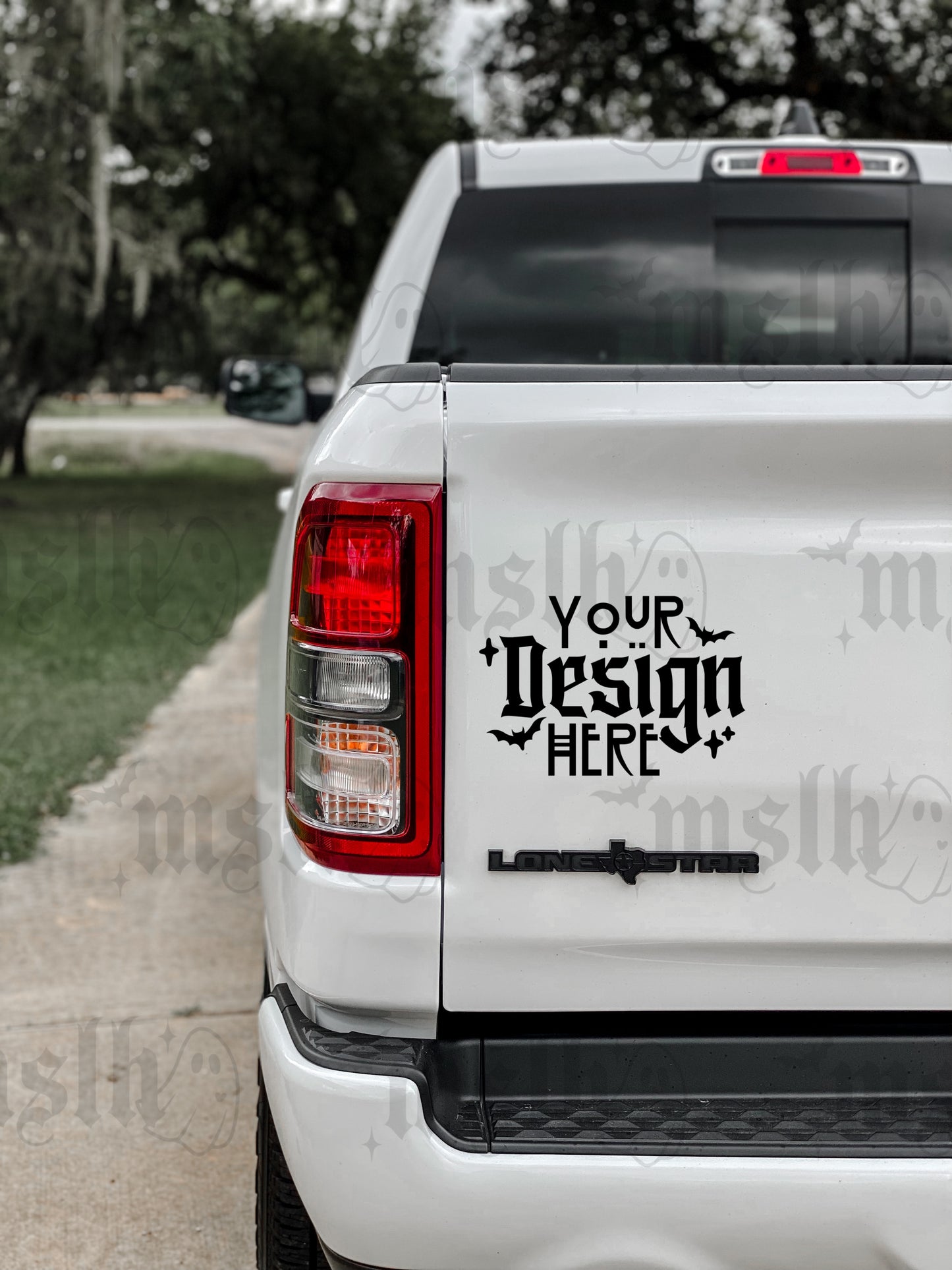 Rear White Truck Vinyl Decal Mockup