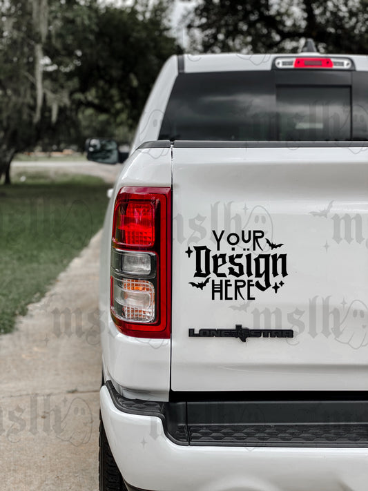 Rear White Truck Vinyl Decal Mockup