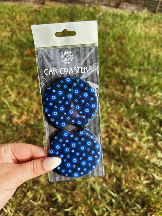 Evil Eye Set of 2 Car Coasters