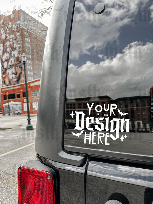 Vinyl Decal Window Black 4x4 Mockup