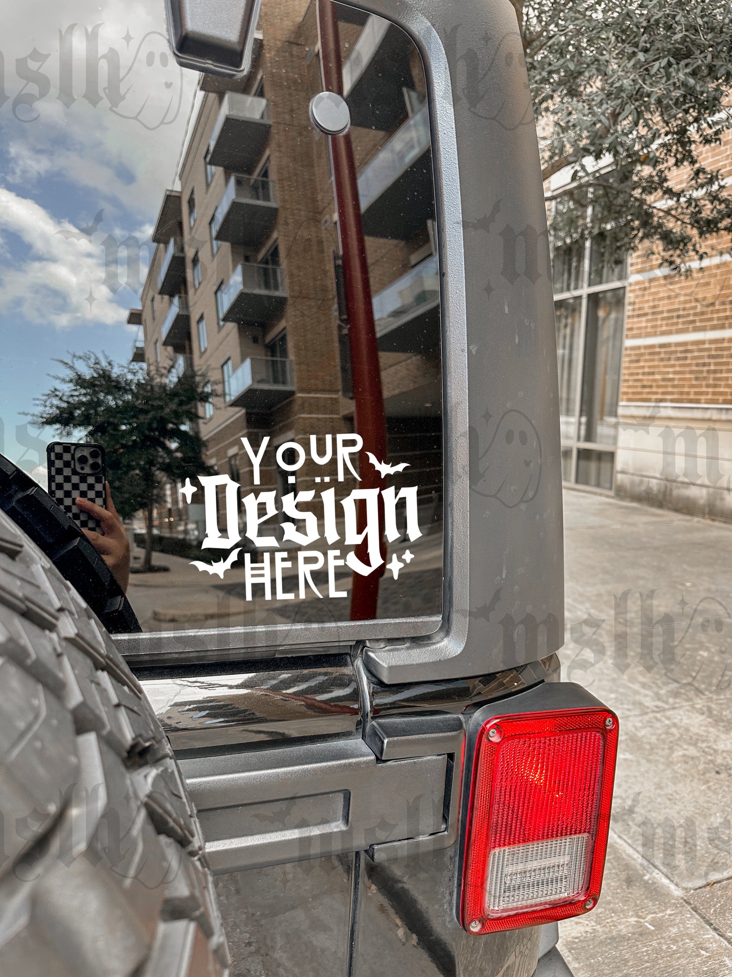 Rear Vinyl Decal Window Black 4x4 Mockup