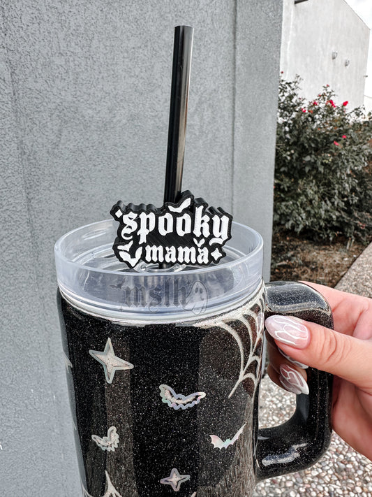 Spooky Mama MSLH Exclusive 8mm and 10mm Straw Topper for Tumblers -3D PRINTED
