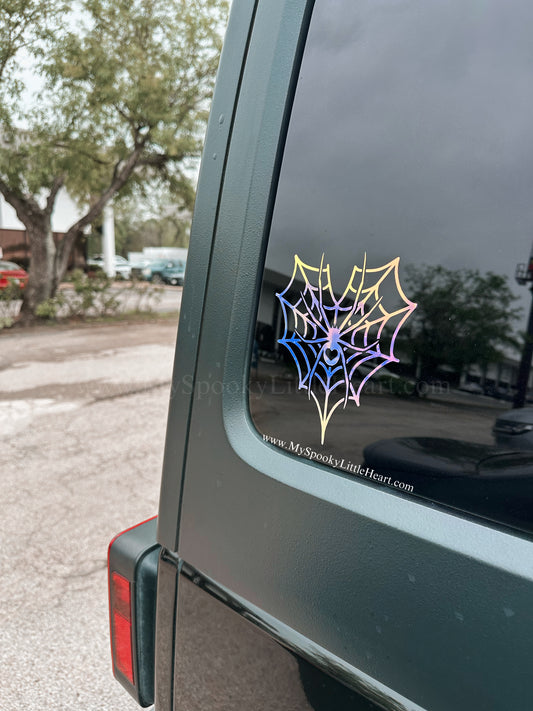Heart Shaped Spider Web Vinyl Decal