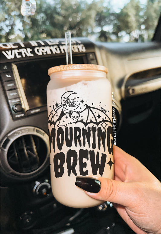 Mourning Brew 16oz Frosted Glass Cup