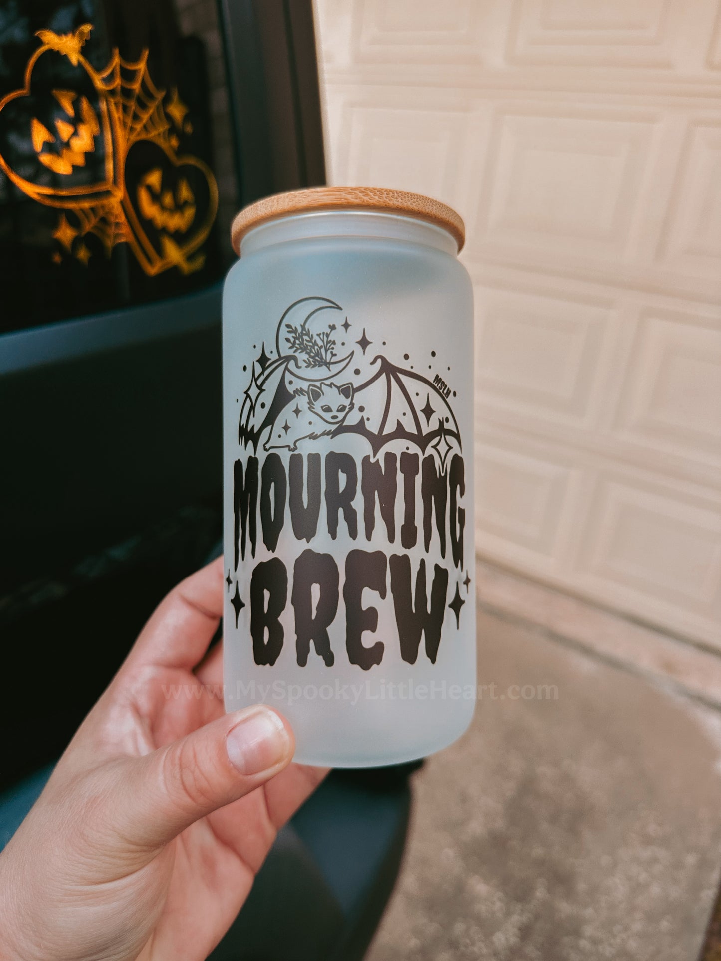 Mourning Brew 16oz Frosted Glass Cup