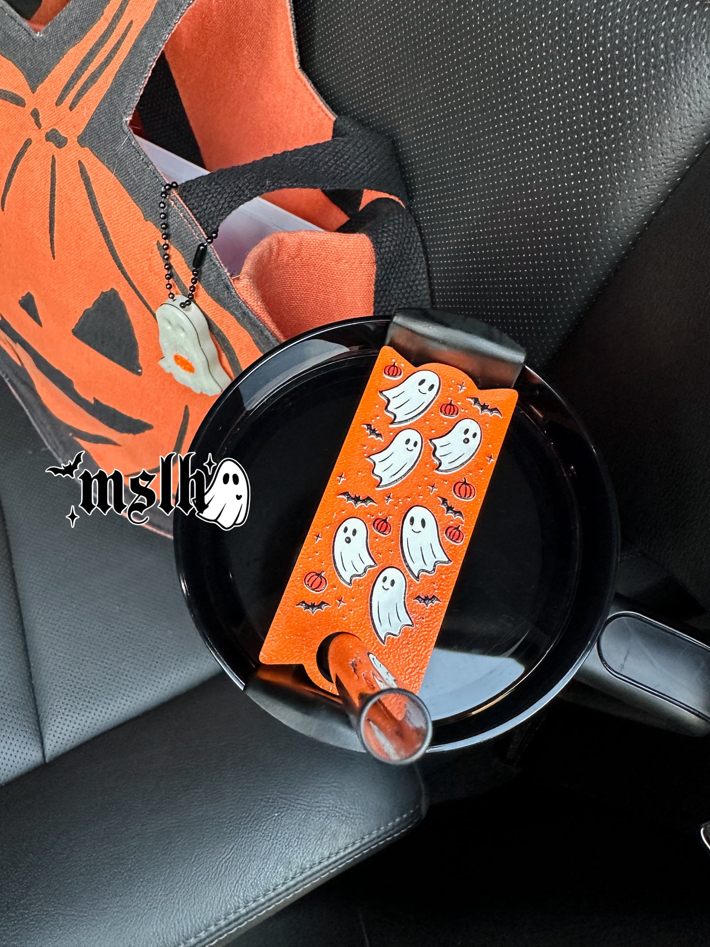 Ghosts and pumpkins ORANGE Theme Stanley Lid Topper Plate for 40oz Tumblers 3D PRINTED & UV Printed
