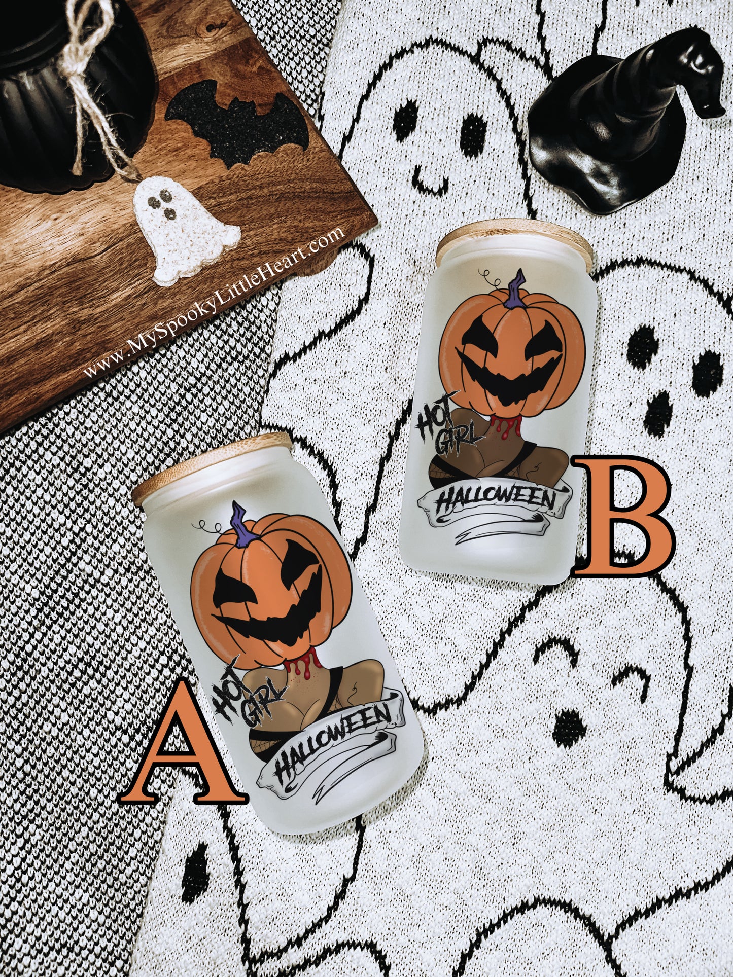 Hot Girl Halloween 16oz Frosted Glass Cup