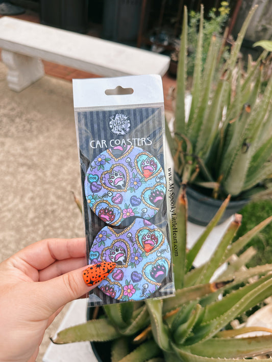 Cat Toe Beans Set of 2 Car Coasters