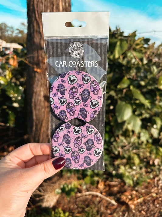 Pastel Goth RIP Dead Coffins Set of 2 Car Coasters