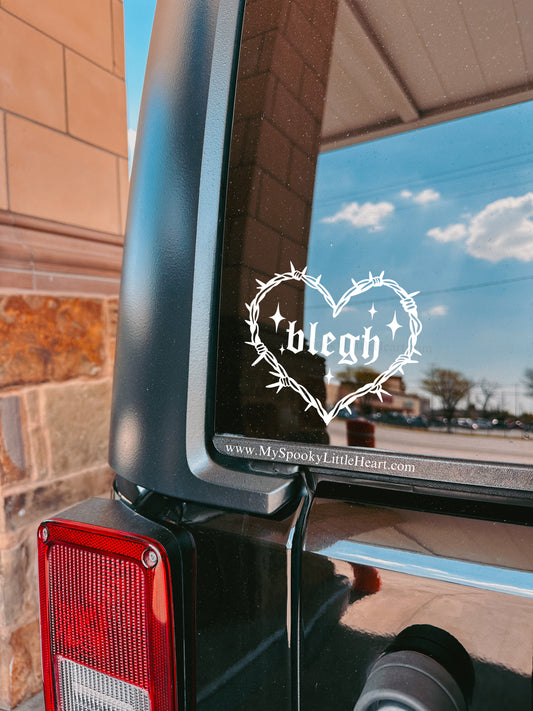 Barbed Wire Heart Blegh Vinyl Decal