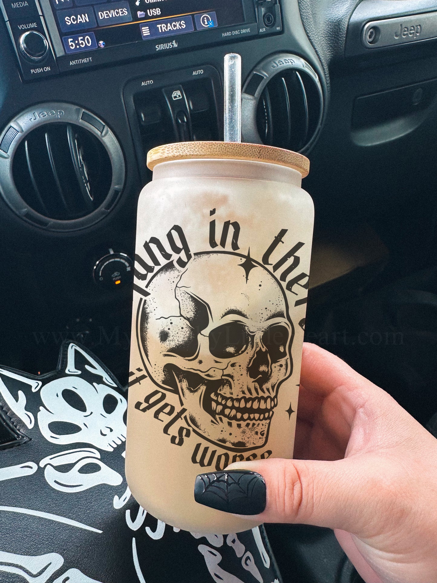Hang in there it gets worse 16oz Frosted Glass Cup