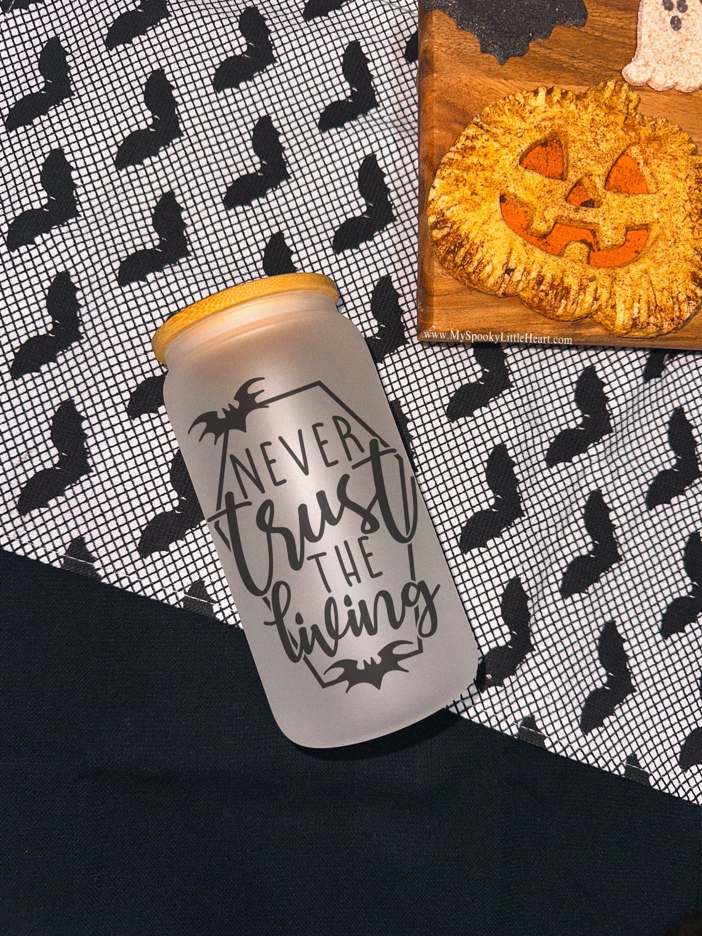 Never Trust the Living 16oz Frosted Glass Cup