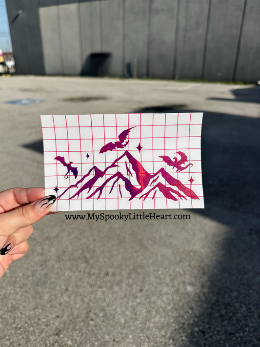 Mountain with dragons Vinyl Decal