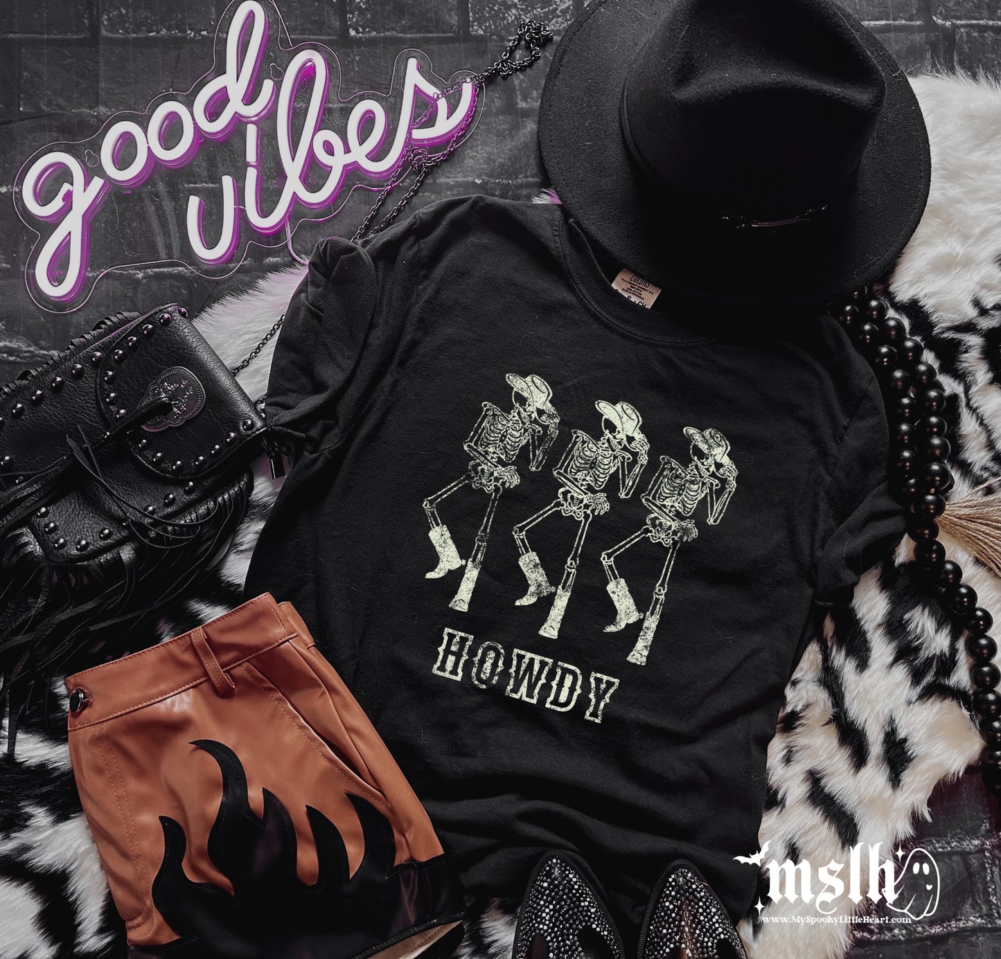 Howdy Dancing Skeleton Cowboys T-Shirt