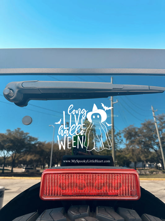 Long Live Halloween Witchy Ghost with Bats Vinyl Decal