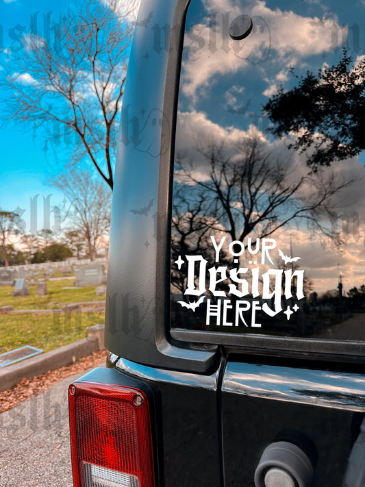 Cemetery Rear Window Vinyl Decal Mockup