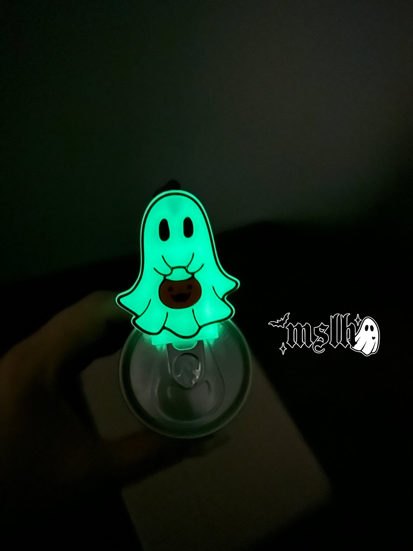 Glow in the dark Ghost holding Pumpkin Pail Soda/Can Opener -3D PRINTED