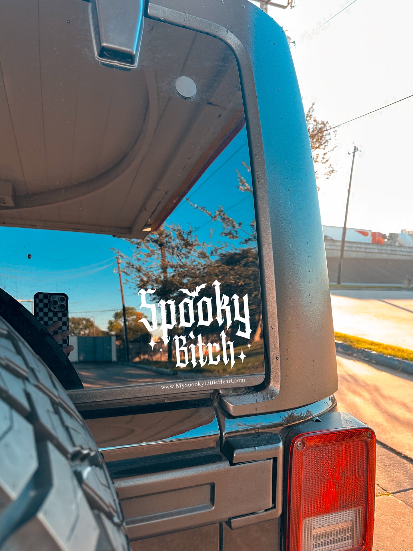 Spooky Bitch with bats and stars Vinyl Decal