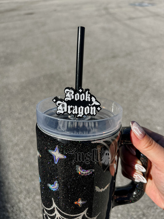 Book Dragon MSLH Exclusive 8mm and 10mm Straw Topper for Tumblers -3D PRINTED