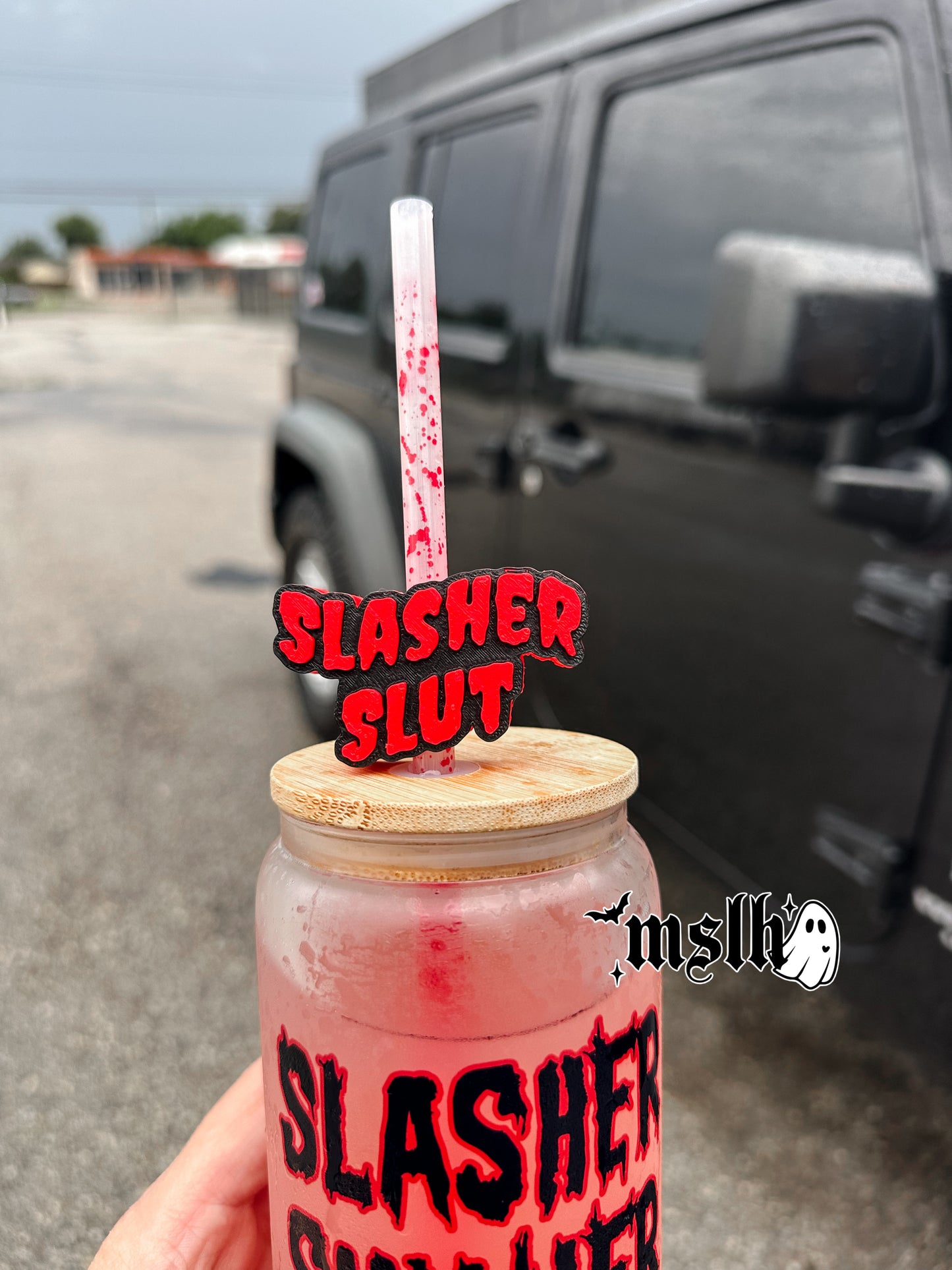 Slasher Slut MSLH Exclusive 8mm and 10mm Straw Topper for Tumblers -3D PRINTED