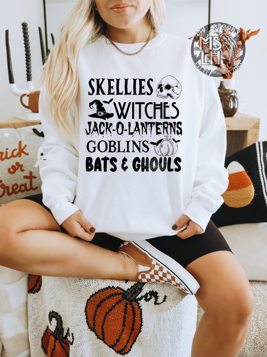 Halloween- Skellies, Witches, Jack-o-Lanterns, Goblins, Bats & Ghouls