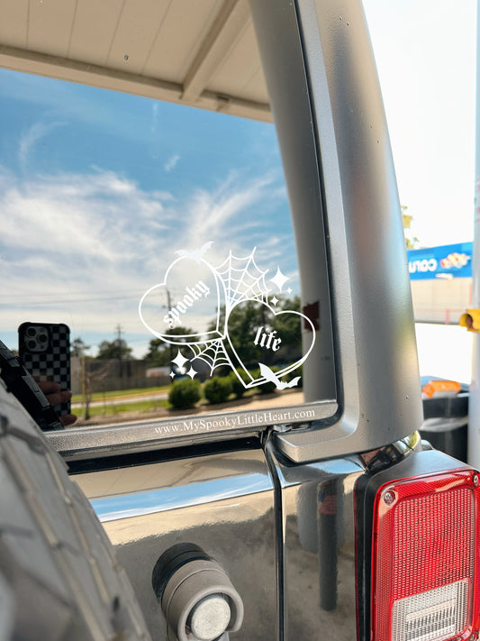 Spooky Life Candy Hearts with bats and spiderweb Vinyl Decal