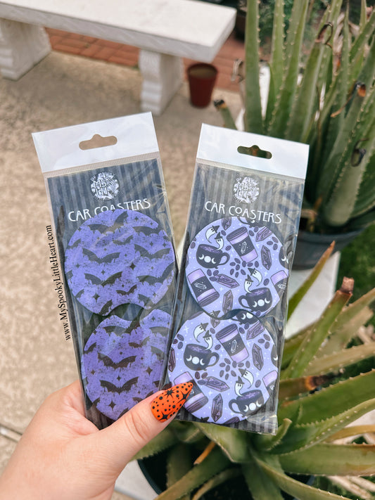 Spooky Light Purple Set of 2 Car Coasters