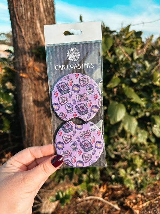 Spooky Pastel Spell Book Set of 2 Car Coasters