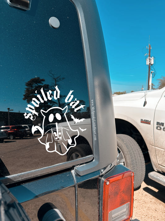 Spoiled Bat Cute Ghost drinking Iced Coffee Vinyl Decal