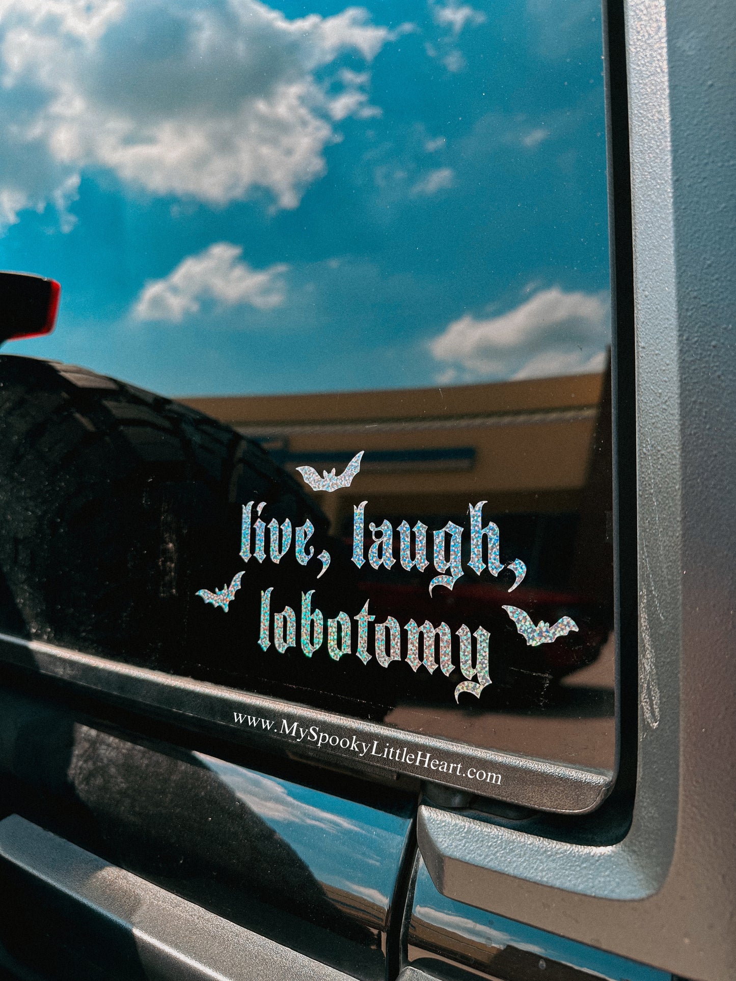 Live, laugh, lobotomy with bats Vinyl Decal