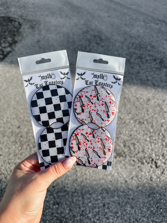 Checkered or Slasher Car Coasters