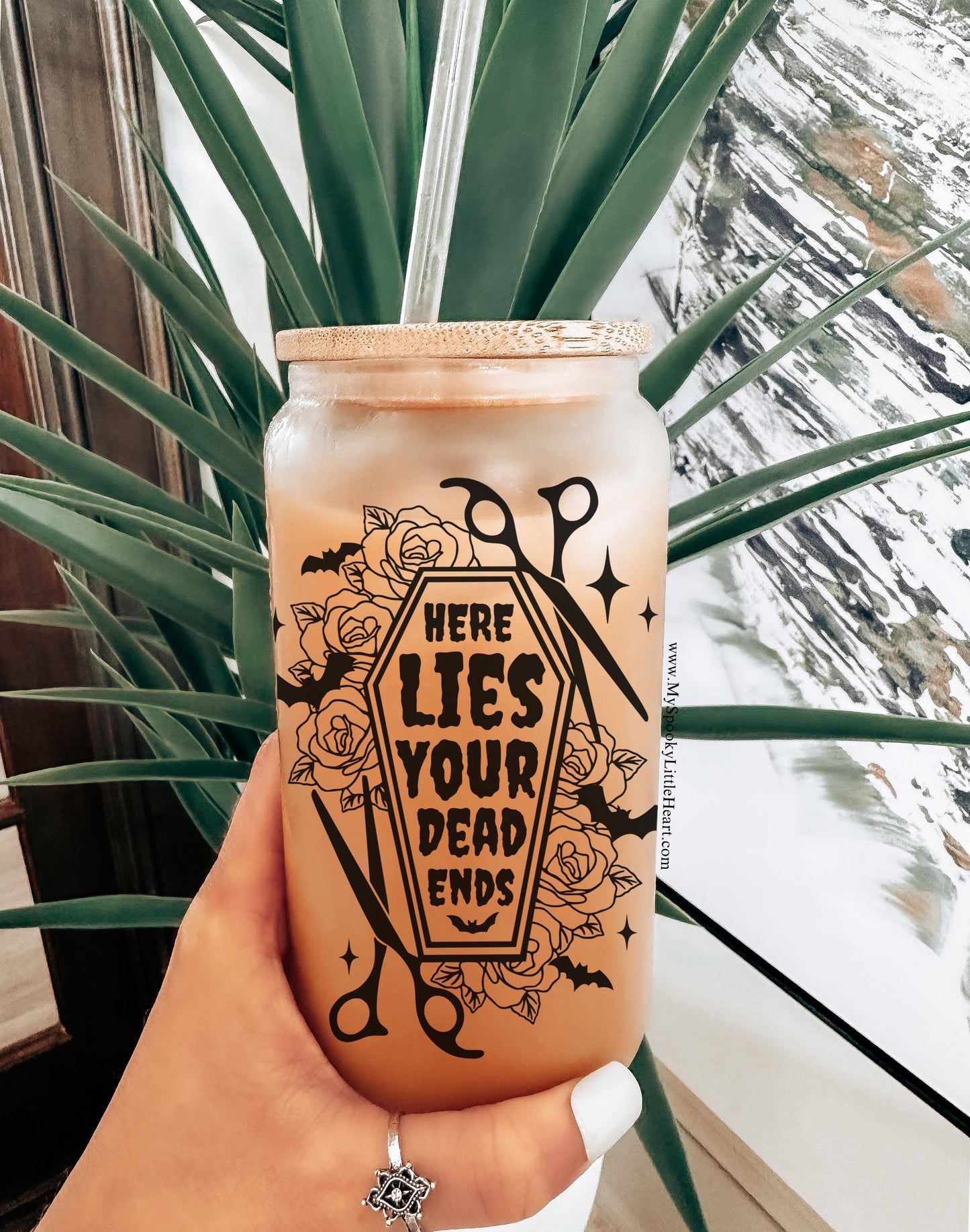 Here Lies your Dead Ends Hair Stylist 16oz Frosted Glass Cup