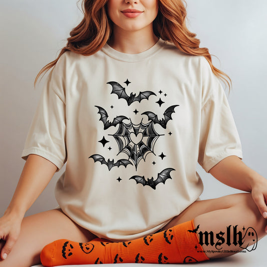 Spiderweb Heart Shaped with Bats