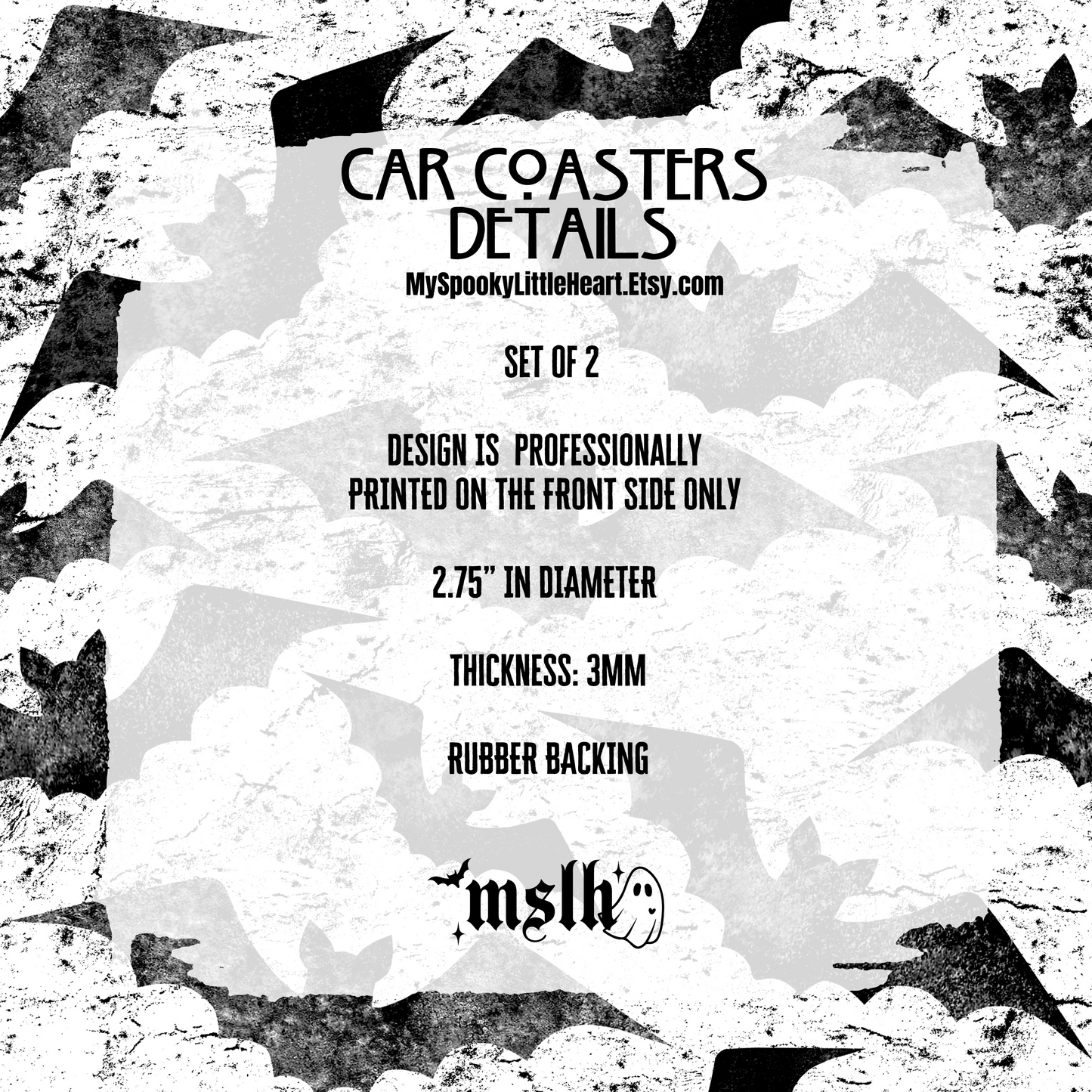 Valloween Set of 2 Car Coasters