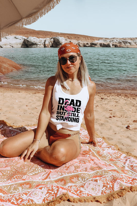 Dead Inside but still Standing Skellie Flamingo Summer PNG File