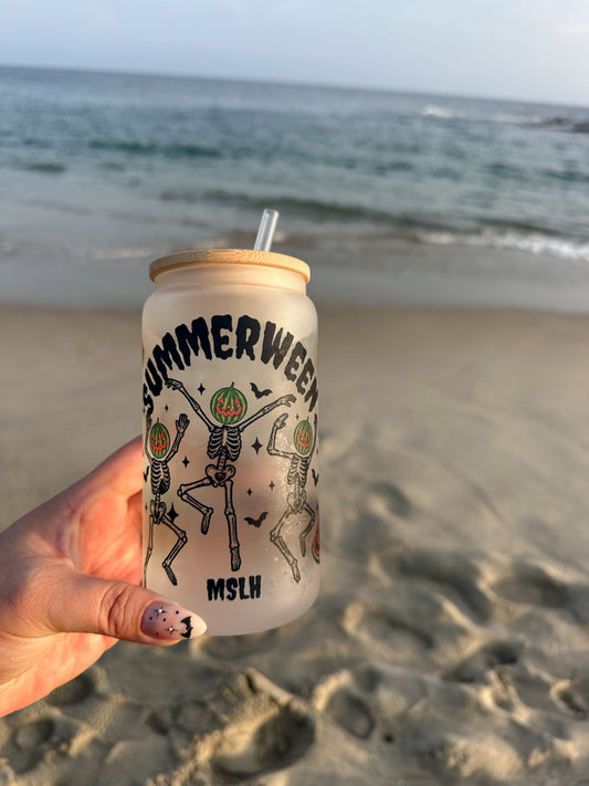 Summerween full wrap design MSLH Exclusive 16oz Glass Cup