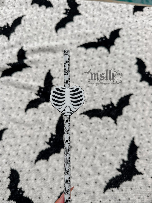 White Heart Ribcage 8.5mm Straw Topper for Tumblers -3D PRINTED