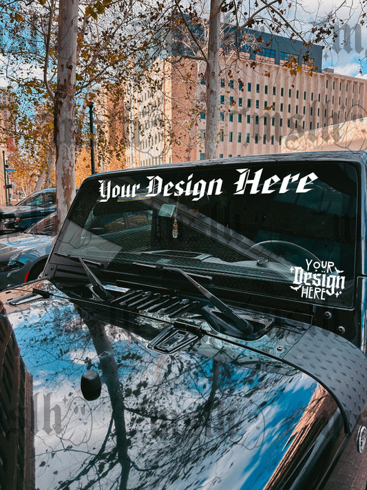 Windshield Decal Mockup on a Black 4x4