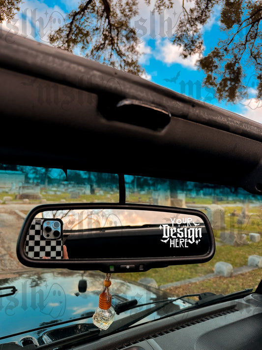 Cemetery Rear Mirror Vinyl Decal Mockup