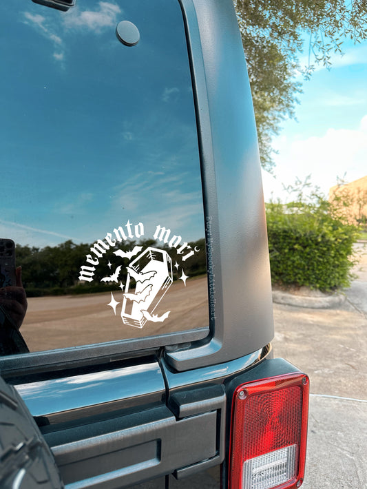 Memento Mori Coffin with Bats Vinyl Decal