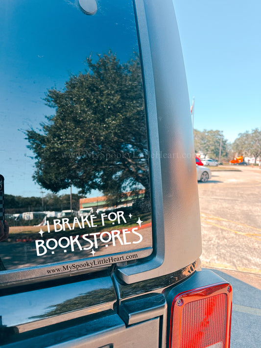 I brake for Bookstores Witchy Style Vinyl Decal