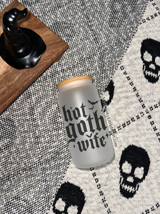 Hot goth wife 16oz Frosted Glass Cup