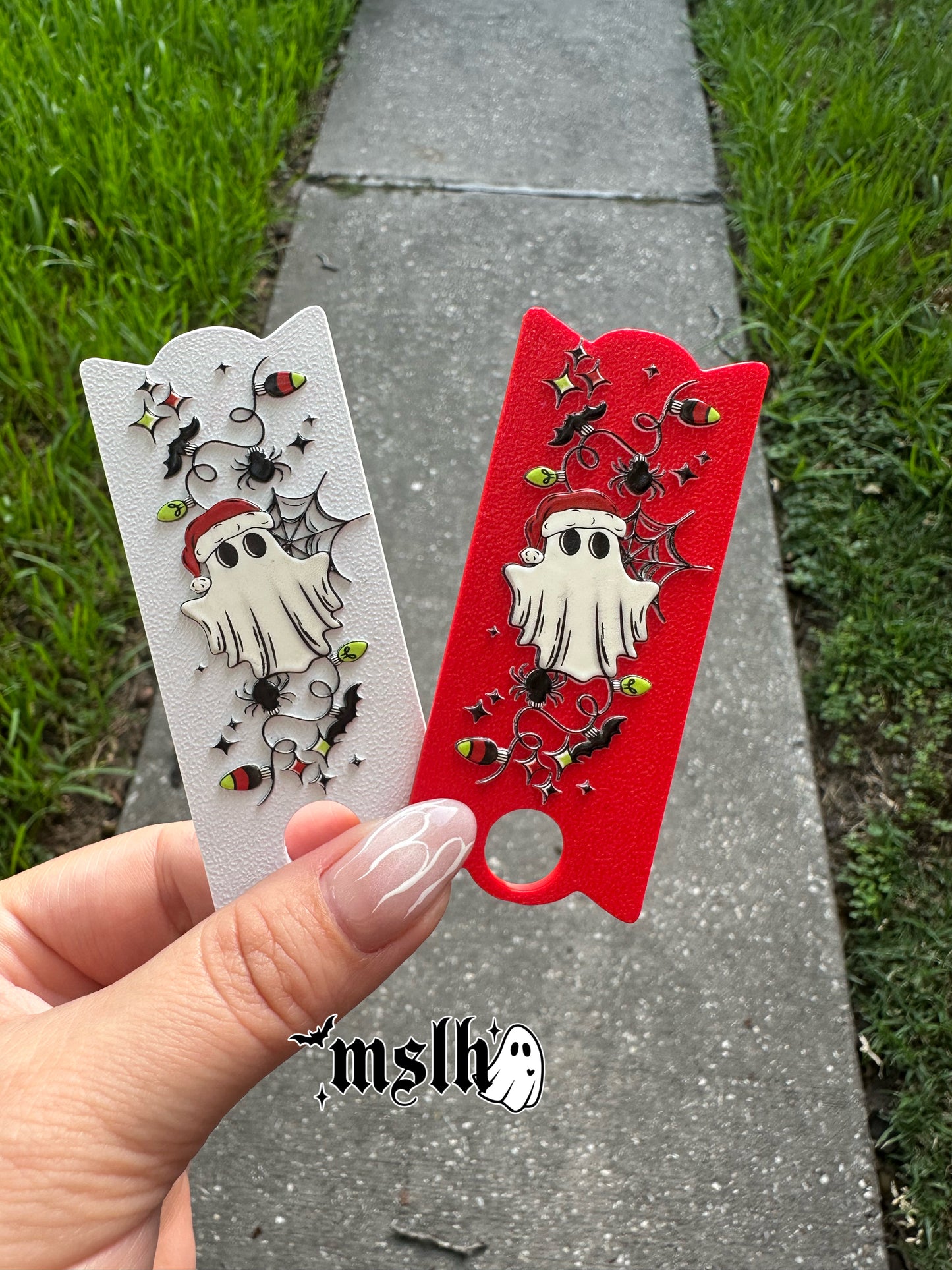 Spooky Christmas lights and ghost Stanley Lid Topper Plate for 40oz Tumblers 3D PRINTED & UV Printed