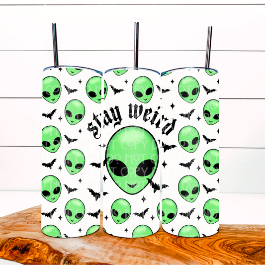 Stay Weird Alien and Bats Tumbler Wrap - 20oz