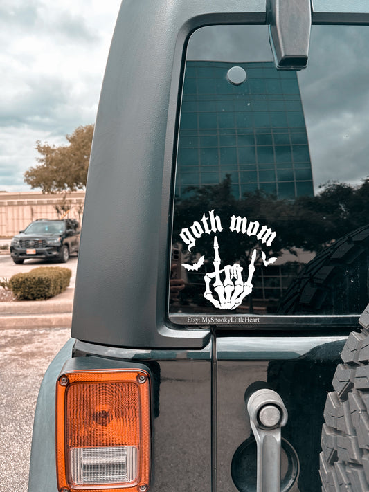 Goth Mom Skeleton Rock with bats Vinyl Decal