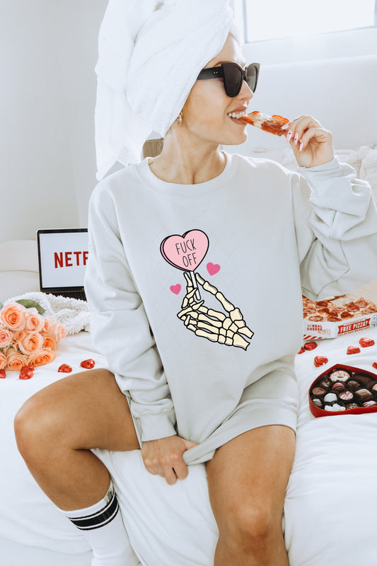 Fuck off Skellie Hand holding Heart Shaped Lollipop PNG File