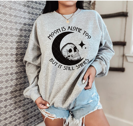 Moon is alone too but it still Shines PNG File